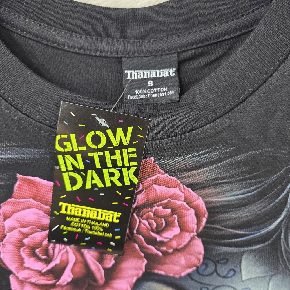 Thanabat Zombie Girl Shirt Small Glow In Dark AOP Dia De Los Muertos Sugar Skull - Picture 3 of 6